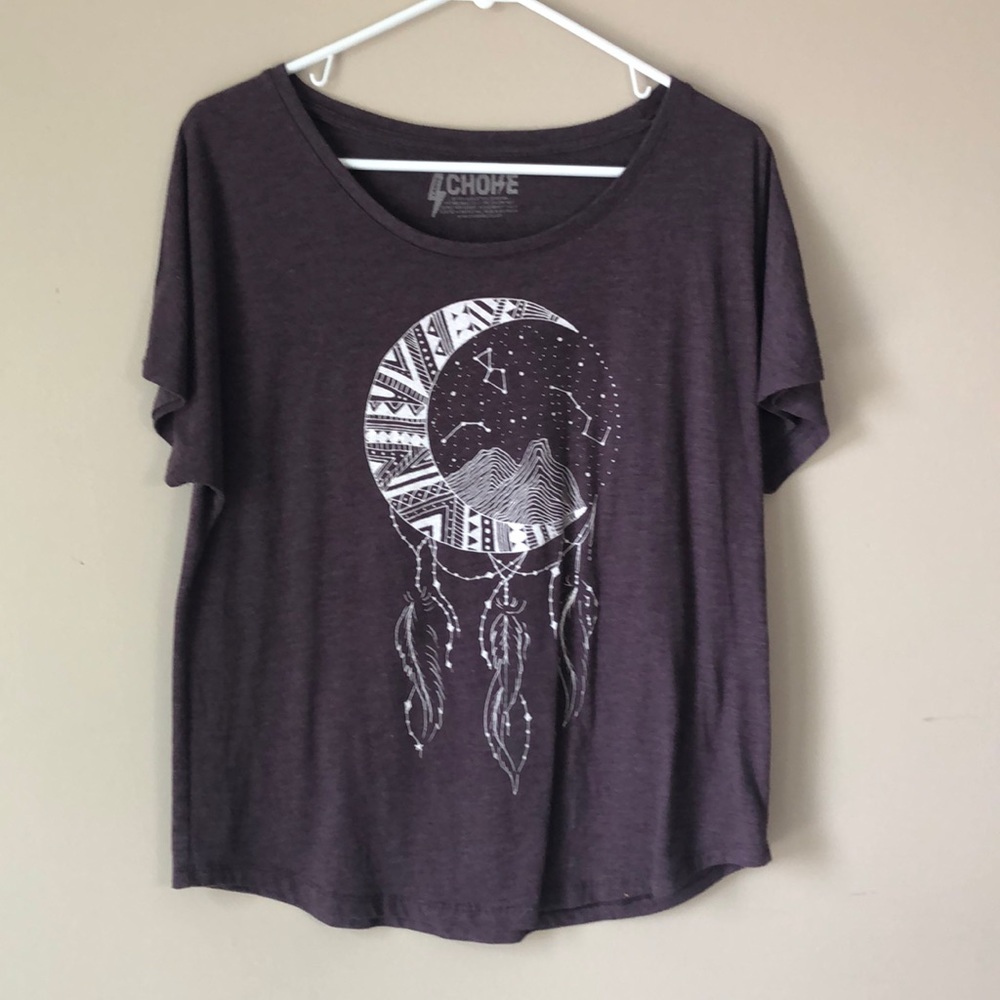 Purple short sleeve graphic tee